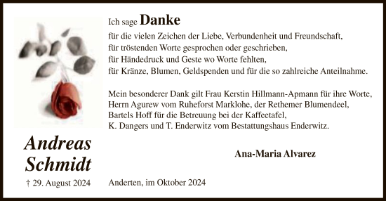 Todesanzeige von Andreas Schmidt von SYK