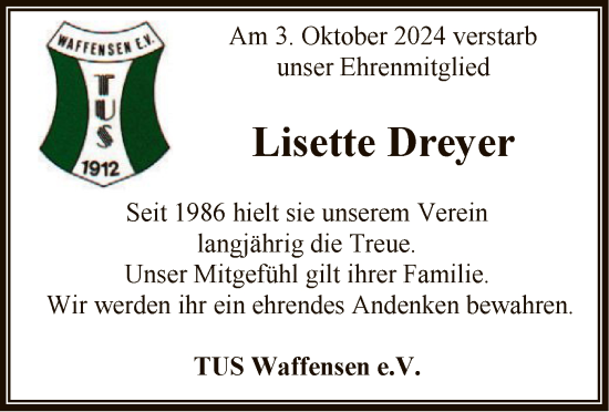 Todesanzeige von Gertrud te Riet von SYK
