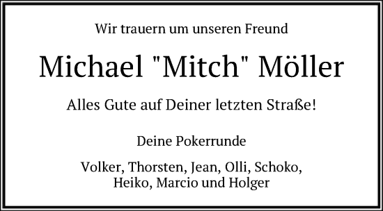 Todesanzeige von Michael Möller von SYK
