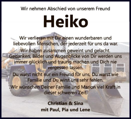 Todesanzeige von Heiko  von SYK