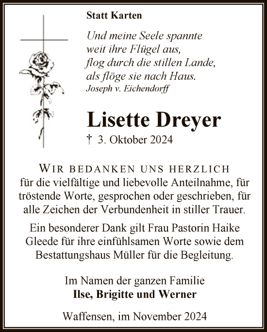 Todesanzeige von Gertrud te Riet von SYK
