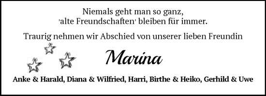 Todesanzeige von Marina  von SYK