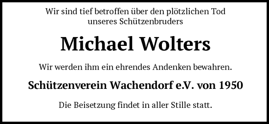 Todesanzeige von Michael Wolters von SYK