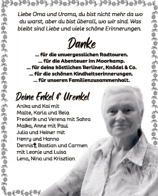 Todesanzeige von Oma  von SYK
