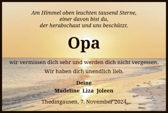 Todesanzeige von Opa  von SYK