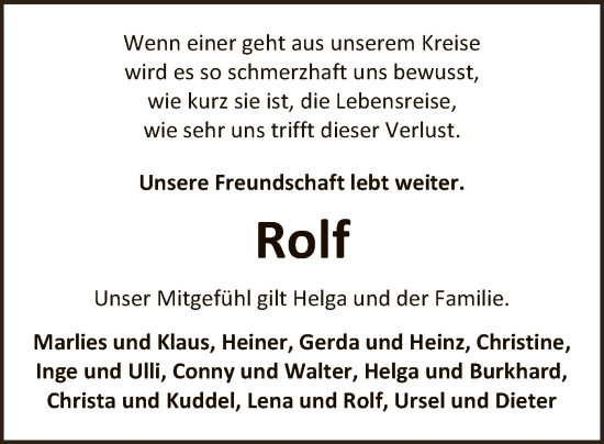 Todesanzeige von Rolf  von SYK