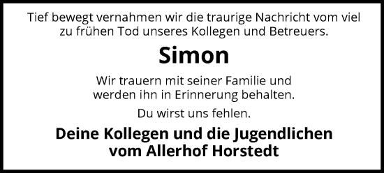 Todesanzeige von Simon  von SYK