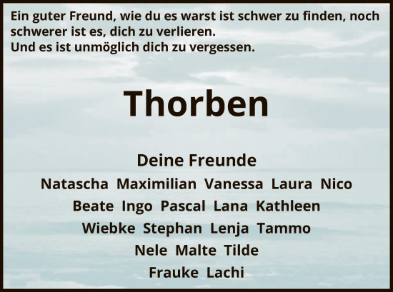 Todesanzeige von Thorben  von SYK