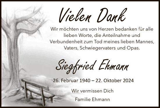 Todesanzeige von Siegfried Ehmann von SYK