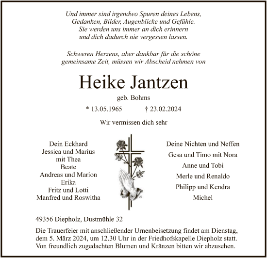 Todesanzeige von Heike Jantzen von SYK