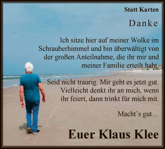 Todesanzeige von Klaus Klee von SYK