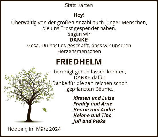 Todesanzeige von Friedhelm  von SYK