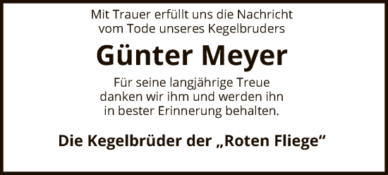 Todesanzeige von Günter Meyer von SYK