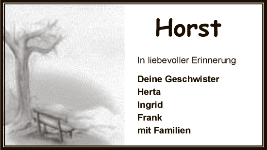 Todesanzeige von Horst  von SYKSYK