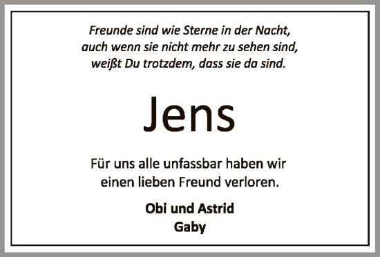 Todesanzeige von Jens  von SYK