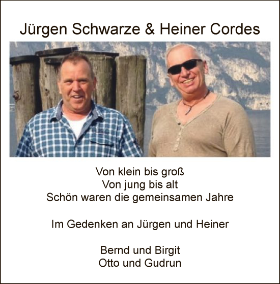 Todesanzeige von Jürgen und Heiner  von SYK