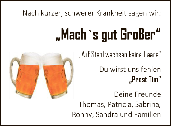 Todesanzeige von Tim  von SYK