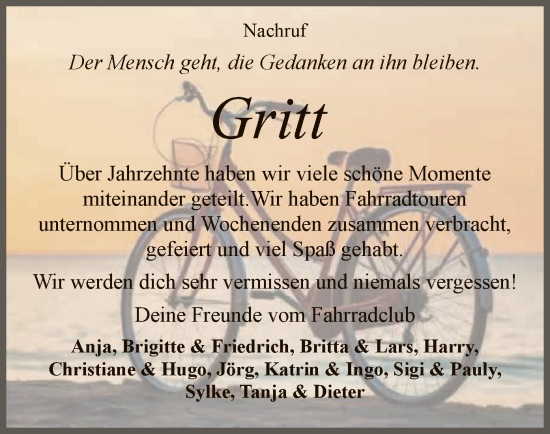 Todesanzeige von Gritt  von SYK
