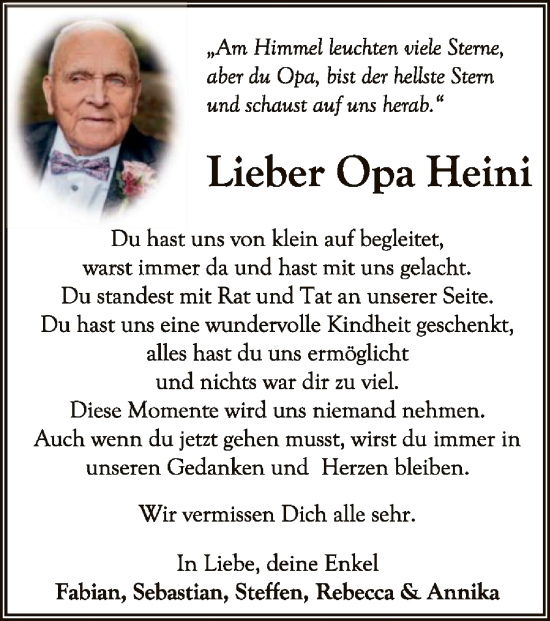 Todesanzeige von Heini  von SYK