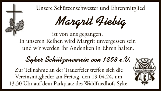 Todesanzeige von Margrit Fiebig von SYK