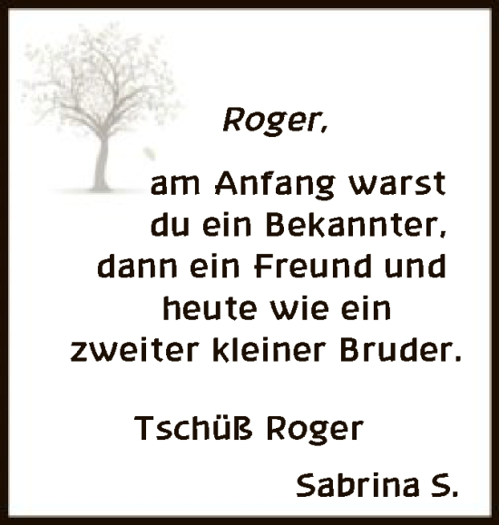 Todesanzeige von Roger  von SYK