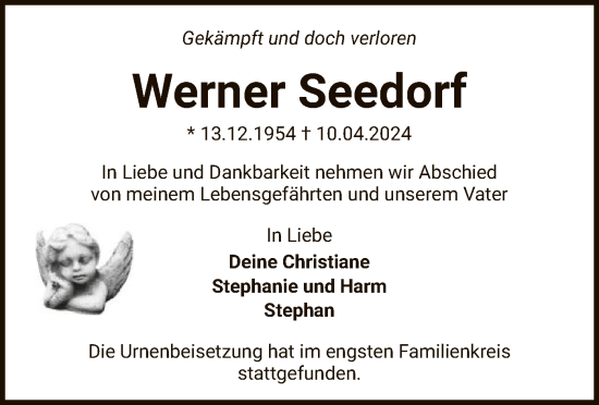 Todesanzeige von Werner Seedorf von SYK