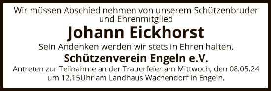 Todesanzeige von Johann Eickhorst von SYK