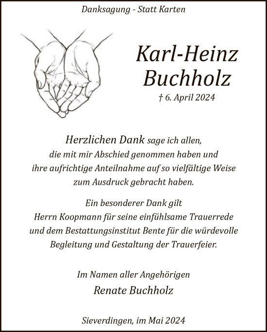 Todesanzeige von Karl-Heinz Buchholz von SYK