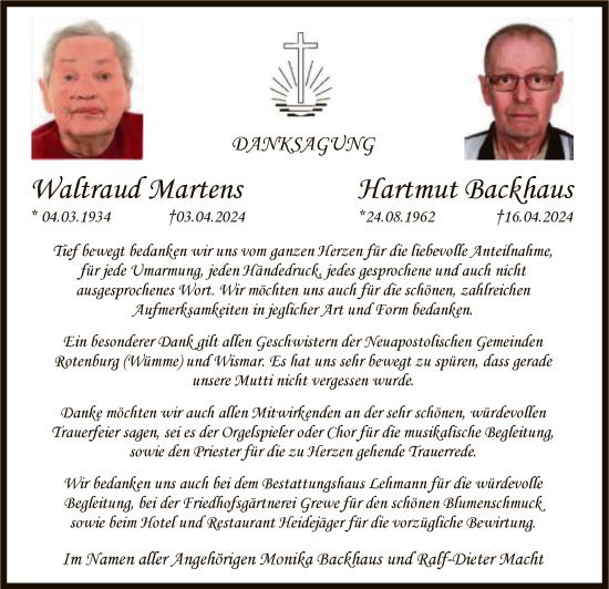Todesanzeige von Waltraud Martens von SYK