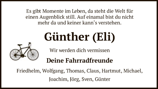Todesanzeige von Günther  von SYK