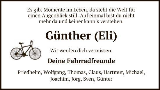Todesanzeige von Günther  von SYK