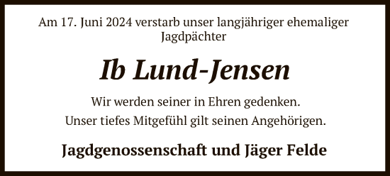 Todesanzeige von Ib Lund-Jensen von SYK