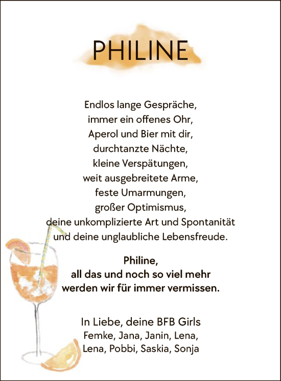Todesanzeige von Philine  von SYK
