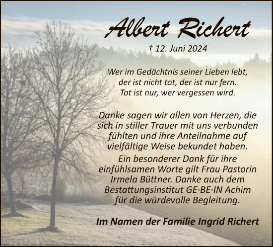 Todesanzeige von Albert Richert von SYK