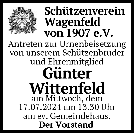 Todesanzeige von Günter Wittenfeld von SYK