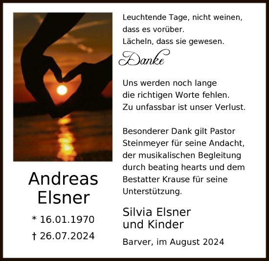 Todesanzeige von Andreas Elsner von SYK