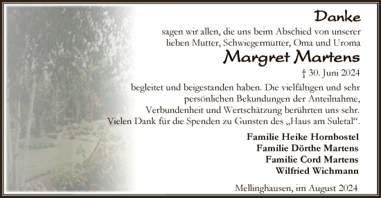 Todesanzeige von Margret Martens von SYK