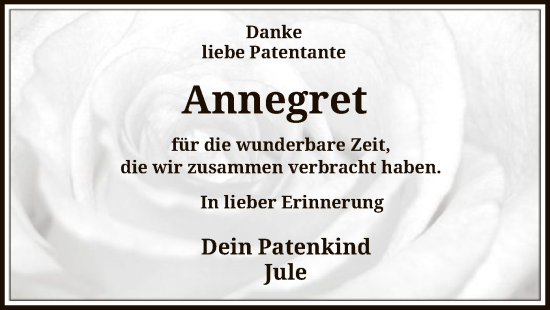 Todesanzeige von Annegret  von SYK