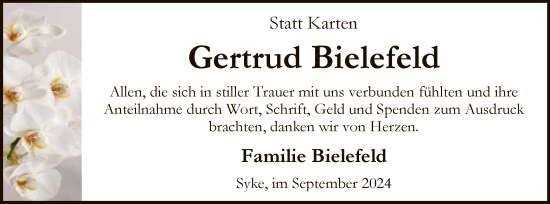 Todesanzeige von Gertrud Bielefeld von SYK