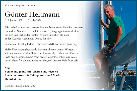 Todesanzeige von Günter Heitmann von SYKSYK