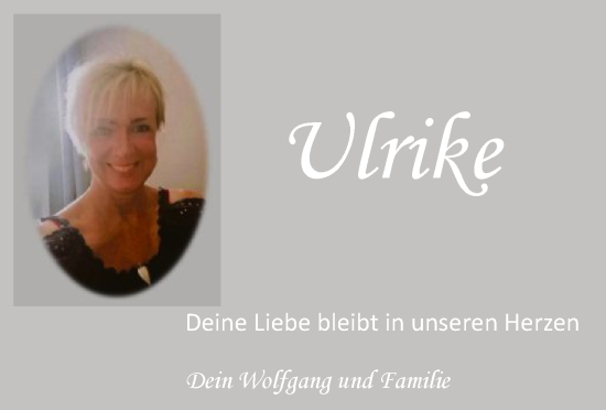 Todesanzeige von Ulrike  von SYK