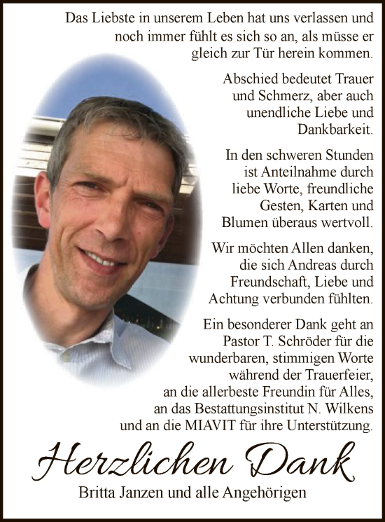 Todesanzeige von Andreas Janzen von SYK