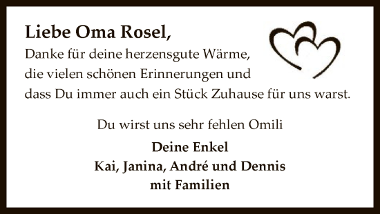 Todesanzeige von Annerose  von SYK