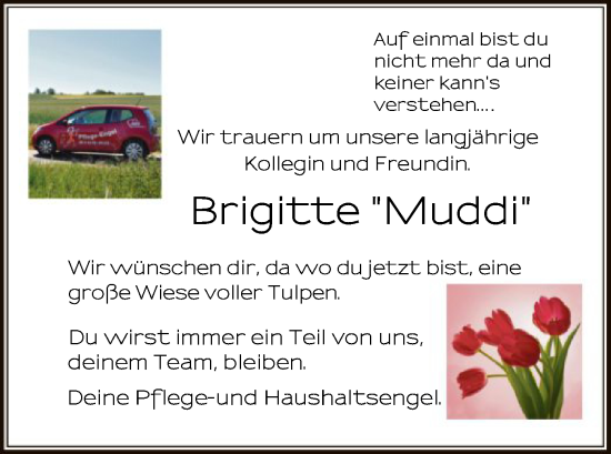 Todesanzeige von Brigitte  von SYK