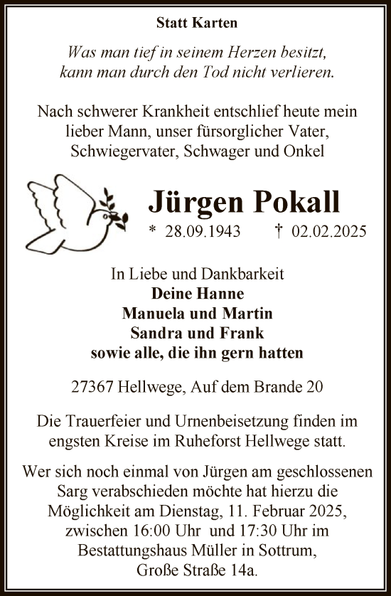 Todesanzeige von Jürgen Pokall von SYK