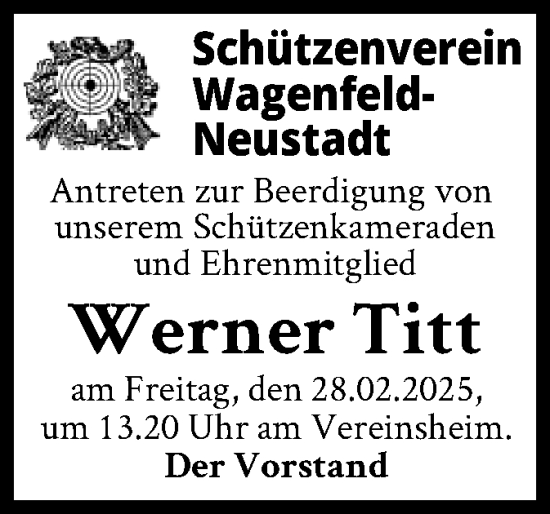 Todesanzeige von Werner Titt von SYK