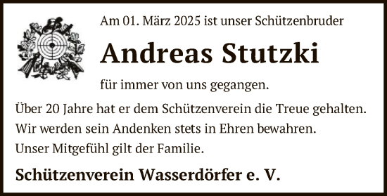 Todesanzeige von Andreas Stutzki von SYK