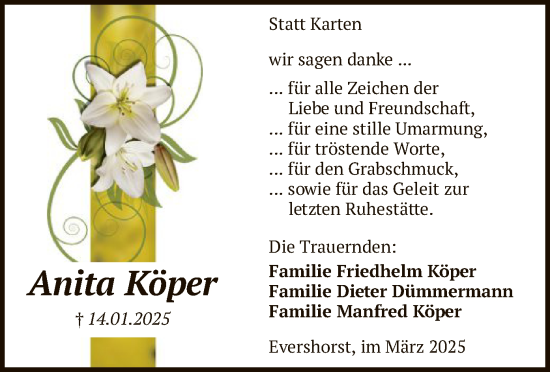 Todesanzeige von Elisabeth Schubert von SYK