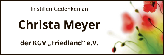 Todesanzeige von Christa Meyer von SYK