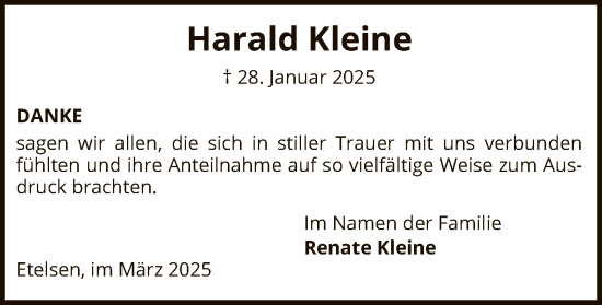Todesanzeige von Harald Kleine von SYK
